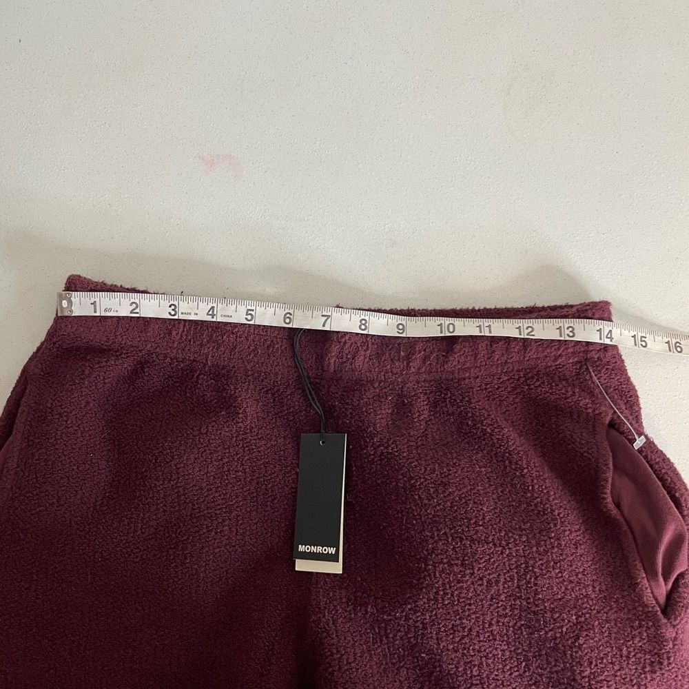 Monrow Teddy Fleece Slouchy Sweatpants Merlot Size Medium New - Picture 14 of 16